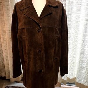Chocolate suede Coach box coat